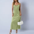 thumbnail image 2 of RXMEKW Robe Maxi en Satin pour Femmes avec Col Bénitier et Bretelles Spaghetti, Robe de Soirée Ajustée Unie pour Invitée de Mariage et Cocktail, 2 of 7