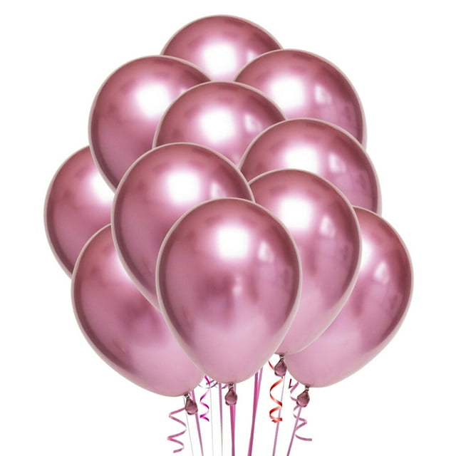 Globos gruesos de látex de 10 pulgadas, suministros de adornos de fiesta de Color metálico (rosa), 50 Uds.