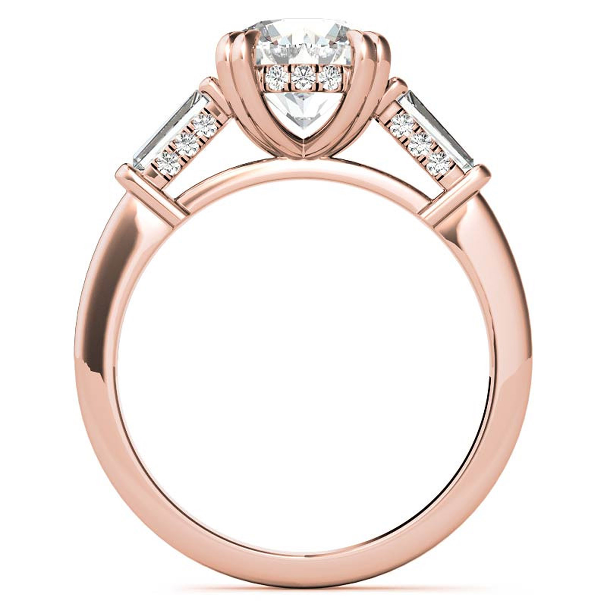 Auory Classic 3 Carat Round Cut Moissanite - Three Stone - Victorian Engagement Ring in 18K rose Gold Plating over Sterling Silver Ring for Women