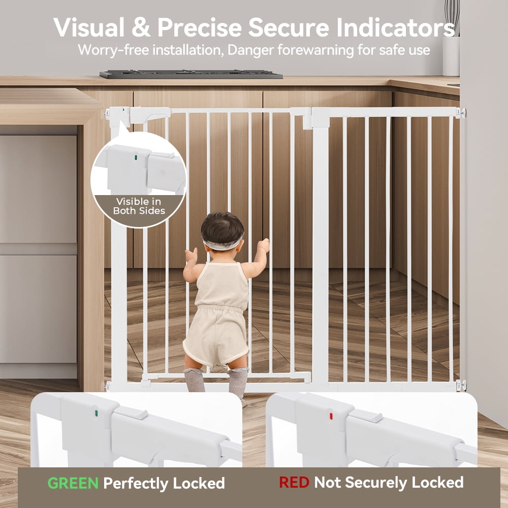 Baby Safety Gate, Caveen 36" Tall, 29.5-48.8" for Stairs and Doorway,Pressure Mount Baby Gate for Ages 6 to 36 Months, White