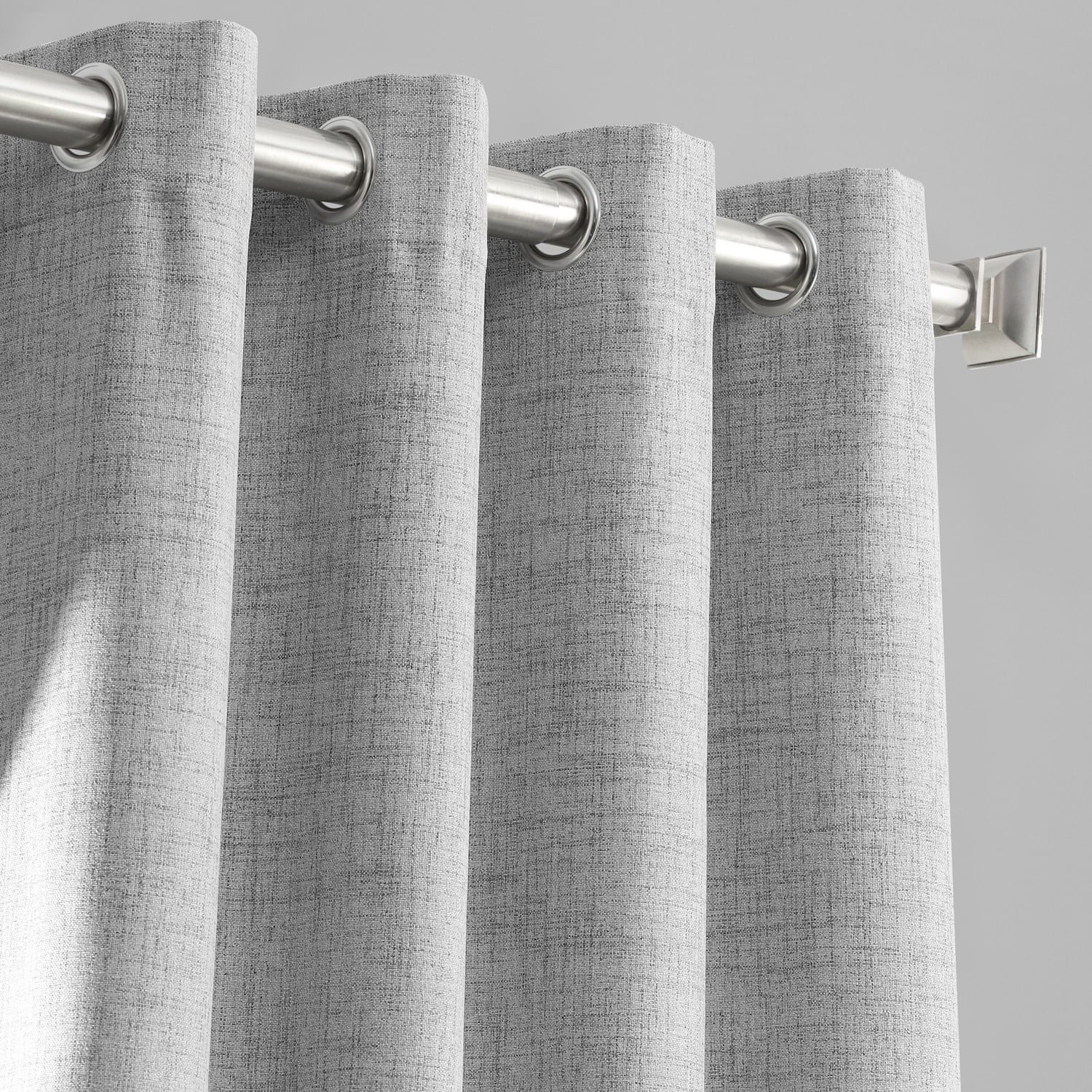 Millennial Grey Thermal Cross Linen Weave Blackout Grommet Curtain (1 Panel), Millennial Grey, 50W X 84L