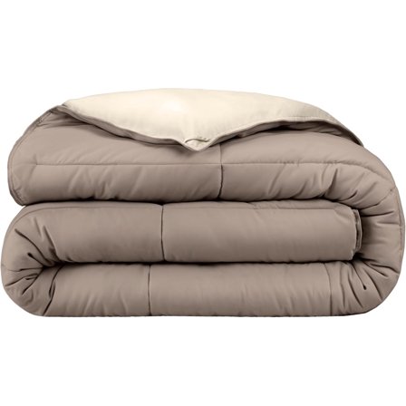 MMZP Twin/Twin Extra Long Comforter - Reversible Colors - Goose Down Alternative - Ultra-Soft - Premium 1800 Series - All Season Warmth - Bedding Comforter (Twin/Twin XL, Taupe/Sand)