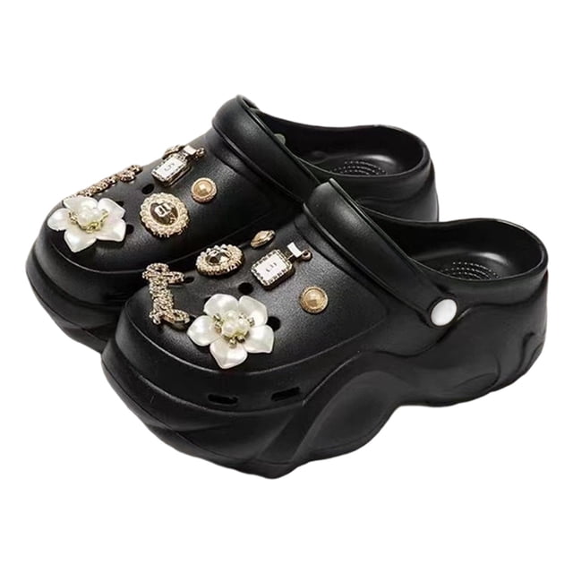 MIASHUI Sabots pour Femmes Chaussures de Jardin d'Extérieur Confortables Sandales à Plateforme, Noir, 8