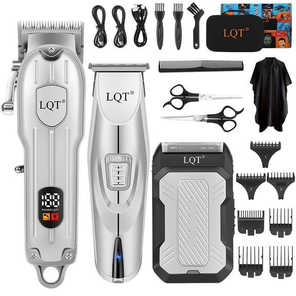 LQT Hair Clipper for Men, 3-in-1 Trimmer Set with Trimmer, Detailer and Shaver,Silver
