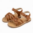 thumbnail image 6 of TOWED22 Toddler Little Girl Sandals Summer Flower Dress Soft Rubber Princess Flat Open Toe Beach Shoes Brown,11, 6 of 9