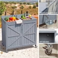 thumbnail image 6 of 39.4" Outdoor Kitchen Island with Sink, Outdoor Kitchen Sink Station w/ 304 Stainless Steel Sink, Hose Hook Up & Faucet, Outdoor Kitchen Cabinet w/ Back Splash & 4 Wheels for Pizza Prep,Grey Blue, 6 of 27