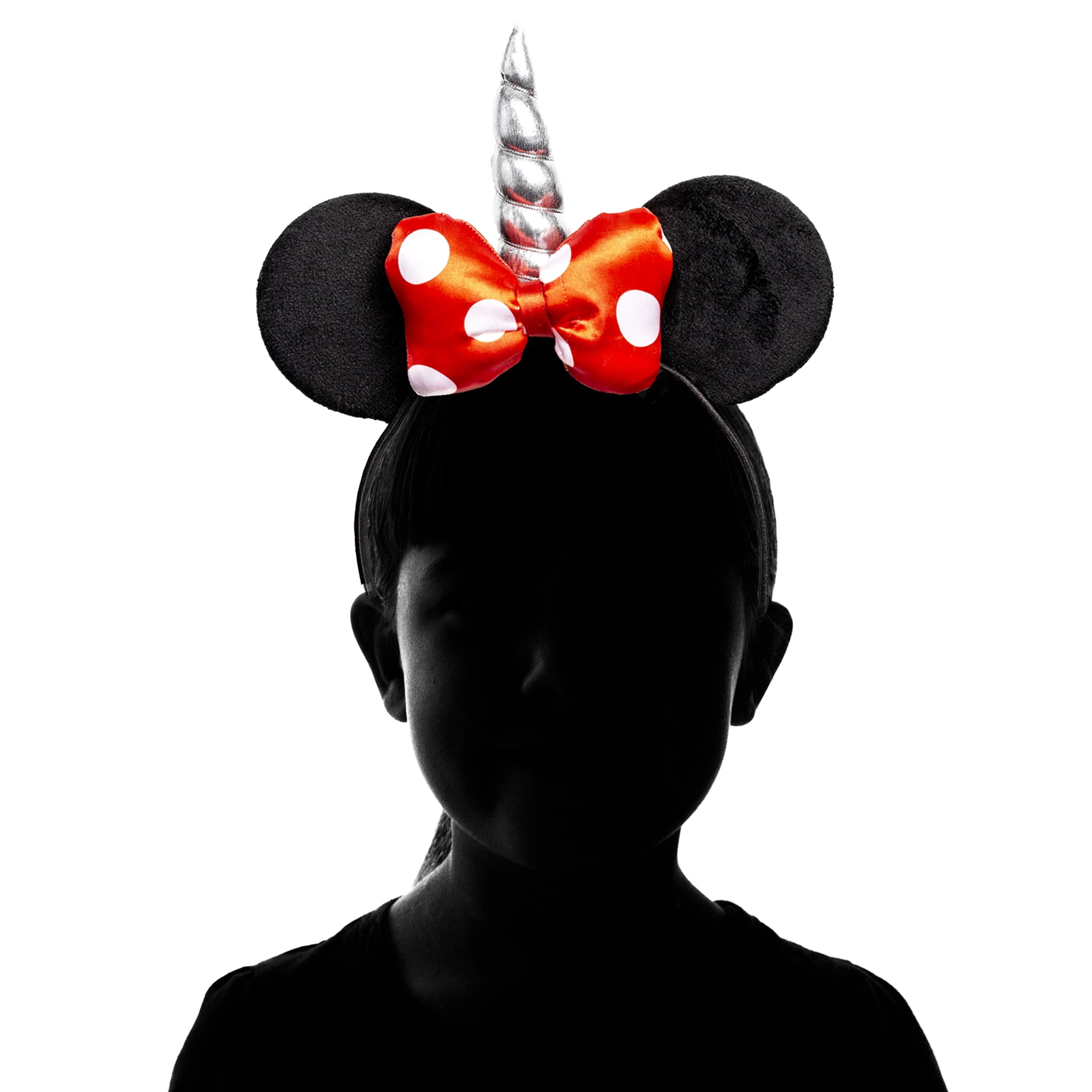 Disney Girl's Minnie Mouse Unicorn Ears Headband with Red Polka Dot Bow