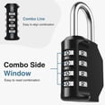 thumbnail image 3 of Puroma Combination Lock 4 Digit Waterproof Locker Locks Secure Outdoor Padlock For Gym Lockers, Toolboxes, Gates, Fences, Storage, Sports Locker (Black), 3 of 7