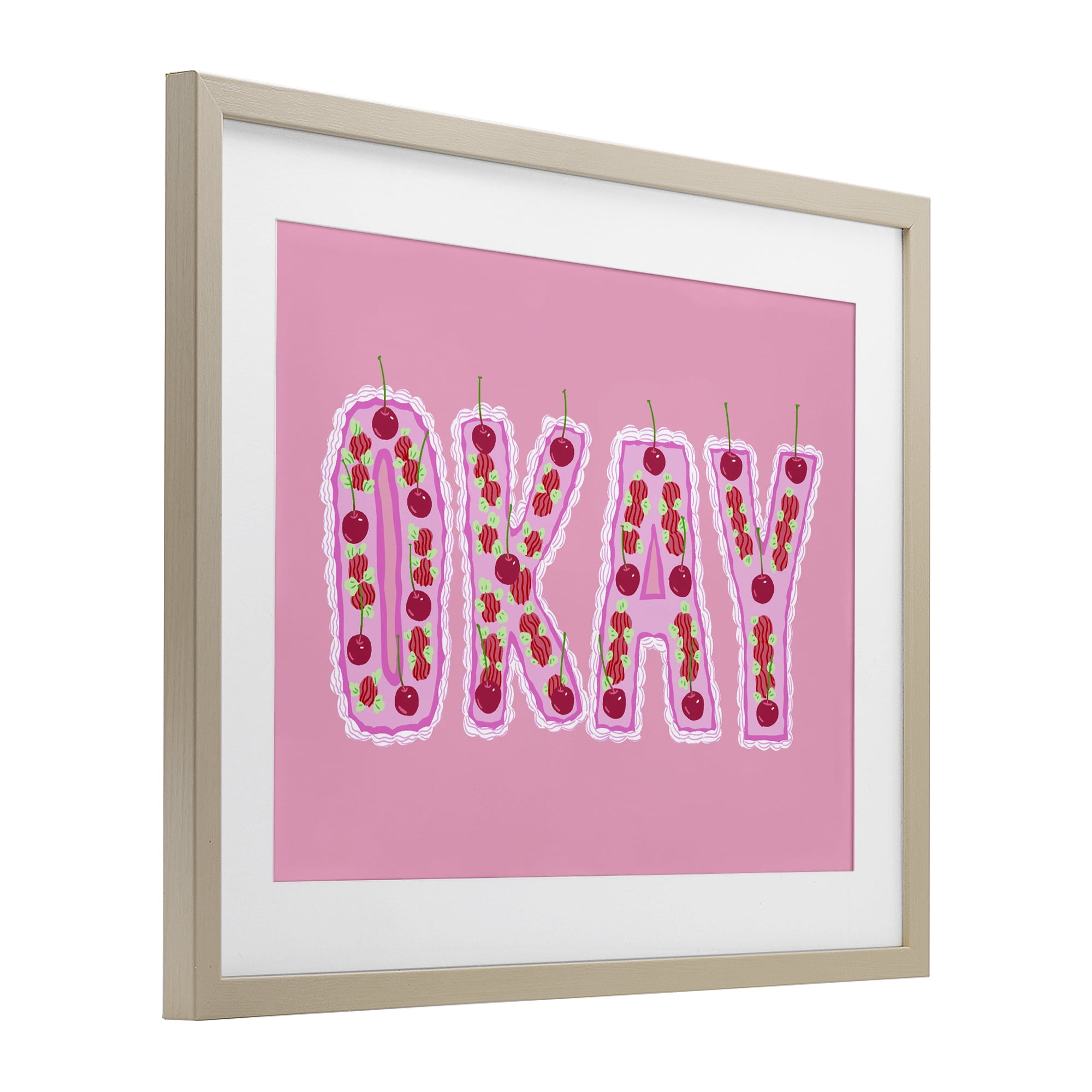 Stupell Industries Okay Pastel Cherry Cake Birch Framed Print Under Glass, design by Ziwei Li