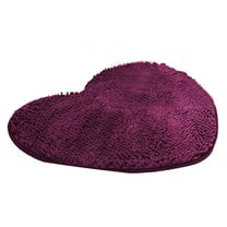 Ikohbadg Small Heart Shaped Chenille Bath Mat Soft Absorbent Plush Microfiber Bathroom Rug Non-Slip Machine Washable Shaggy Mats Carpet for Shower, Bedroom, Bathtub, Kitchen, 16 x 20 Inch, Purple