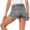 thumbnail image 4 of FchengtaiS Jean Shorts for Womens Summer Frayed Ripped Hem Denim Shorts Casual Mid Rise Jean Shorts with Pockets, 4 of 6