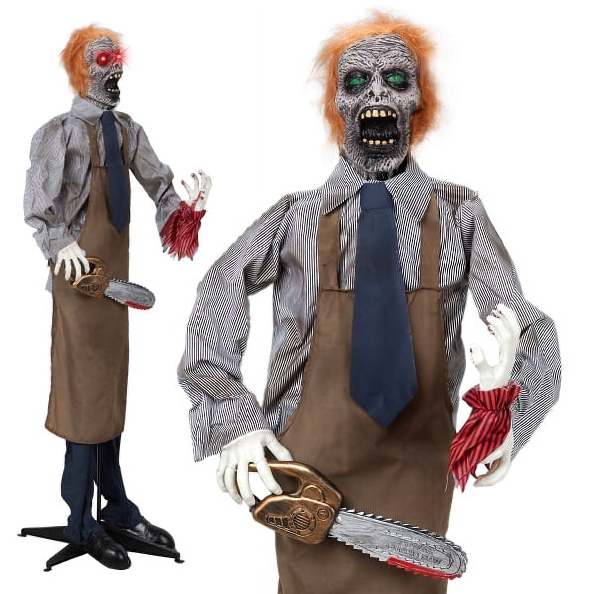 5.7FT Halloween Standing Decoration, Sensor-Activated (LED Eyes/Sounds/Swaying), Weather-Resistant Synthetic Fiber for Yard/Garden