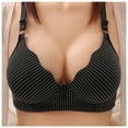 thumbnail image 4 of Gyexs Women's Thin Stripe Print Bra Breathable Comfort Underwear with Gathers Decoration Push Up Bras for Women, Black, Size 36, 4 of 4