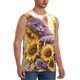 thumbnail image 2 of Fotbe Daisy Sunflower Lazy Cat Men's Camiseta sin Mangas Estampada para Hombres, Playera Casual para Gimnasio, Entrenamiento, Playa-3X-Large, 2 of 7