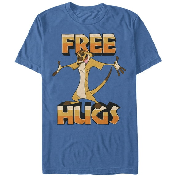 Men's Lion King Timon Free Hugs  Graphic Tee Royal Blue X Large