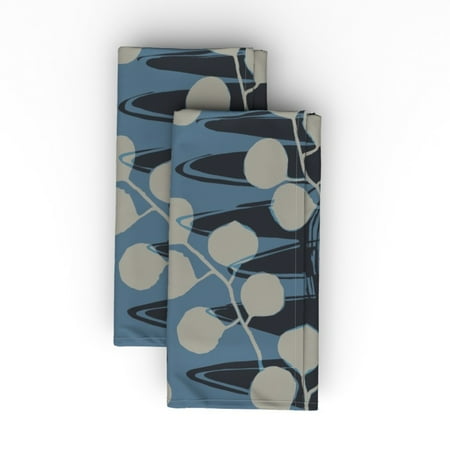 

Linen Cotton Canvas Dinner Napkins (Set of 2) - Eucalyptus 2 Flora Hand 2 Botanical Sprigs Leaf Leaves Modern Home Decor Mid Century Print Cloth Dinner Napkins by Spoonflower