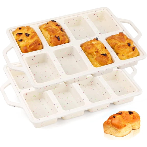 Silicone Mini Loaf Pan with Metal Frame, Silicone Mini Bread Loaf Pans 12 Cups for Baking Bread, Brownie, Cornbread, Cheesecake, Soap Nonstick