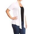 thumbnail image 2 of Women's Plus Size Short Sleeves Draped Open Front Solid Cardigan, 2 of 6