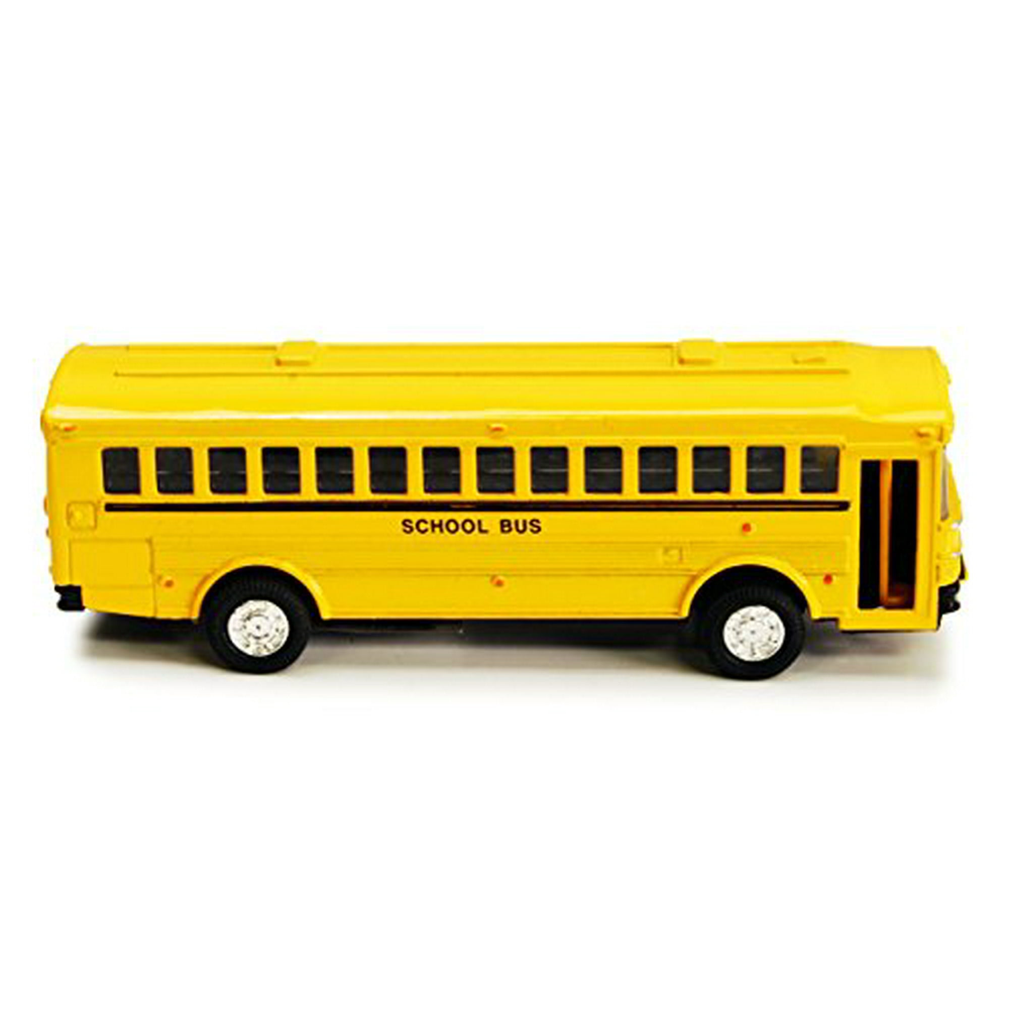 Flat Nose Metro 5 inch Metal Die Cast School Bus Pullback Motorized by Kinsmart Walmart