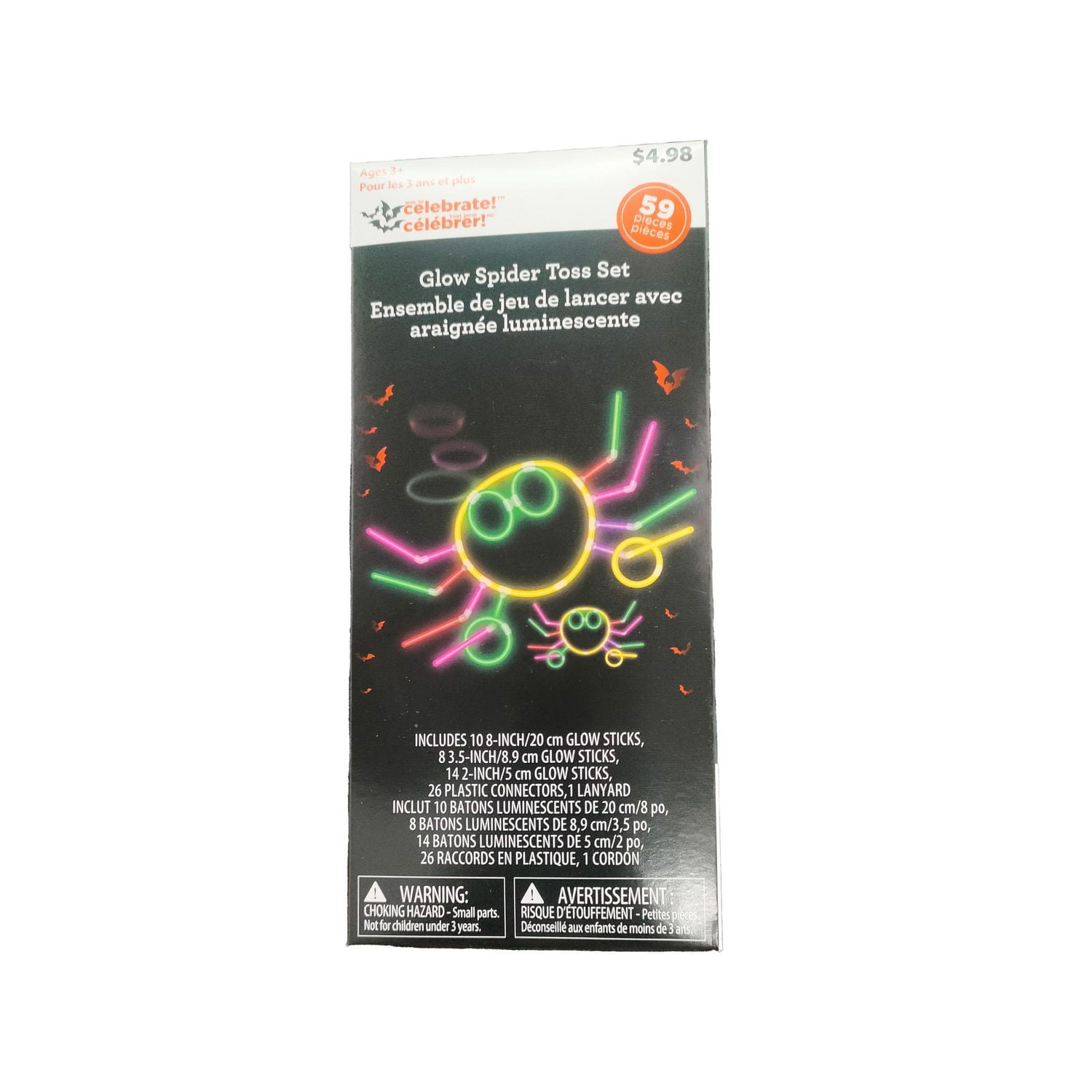 Way to celebrate Glow Spider Toss Set for Party Favor Halloween Surprise