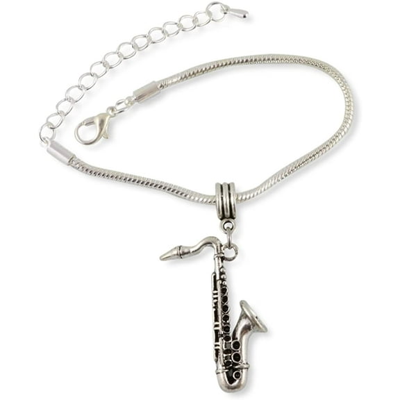 Saxophone Bracelet | Stainless Steel Snake Chain Charm Bracelet