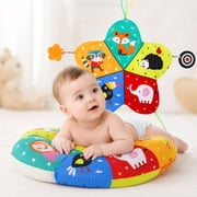BUTOMKY U-Shaped Tummy Time Pillow for Baby 0-6 Months, High Contrast Black White Sensory Toy with Mirror, Crinkle Mat & Teethers, Montessori Head Up Training Crawling Play Toy for Newborn Infants