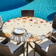 thumbnail image 6 of Orange Pumpkins Fall Round Tablecloth, Fitted Table Cover with Elastic for 36"-44" Round Tables, Thanksgiving Maple Leaf Rustic Table Cloth Outdoor Indoor Dinning Party Waterproof Tablecloths, 6 of 7