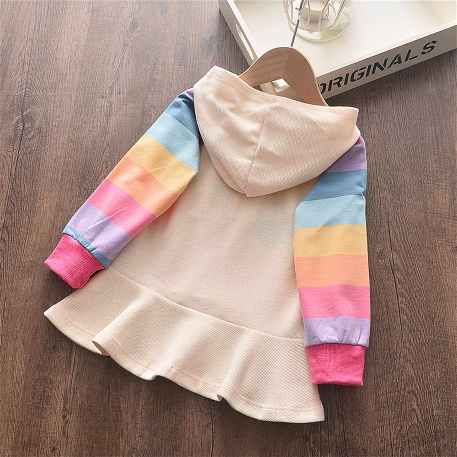New Summer Girls Dresses Toddler Kid Baby Girls Casual Hoodie Sweatshirt Dresses Rainbow Knitted Embroidery Princess Ruffle Dress