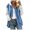 Blue, variant on Winter Coats For Women Fuzzy Fleece Jacket Hooded Color Block Patchwork Cardigan Coat Outerwear With Pocket