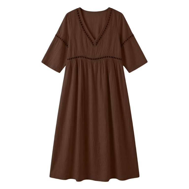 brown cinched waist dress Checkered Cinched Waist Dress
