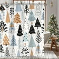 thumbnail image 4 of Christmas Shower Curtain, Blue Merry Christmas Tree Bathroom Curtains Accessory, Winter Xmas Holiday Waterproof Fabric Shower Curtains Set for Bathroom Decor Set 72x72 Inch, 4 of 7
