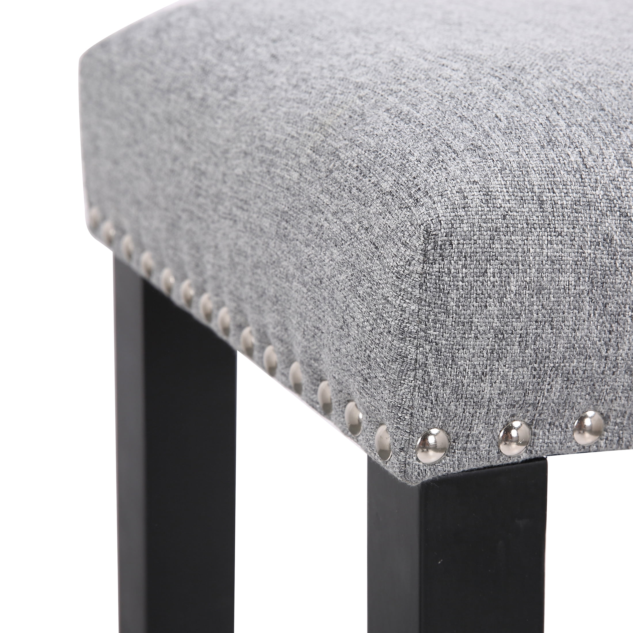 24" Inch Upholstered Saddle Seat Bar Stool (Set of 2), Black/Gray