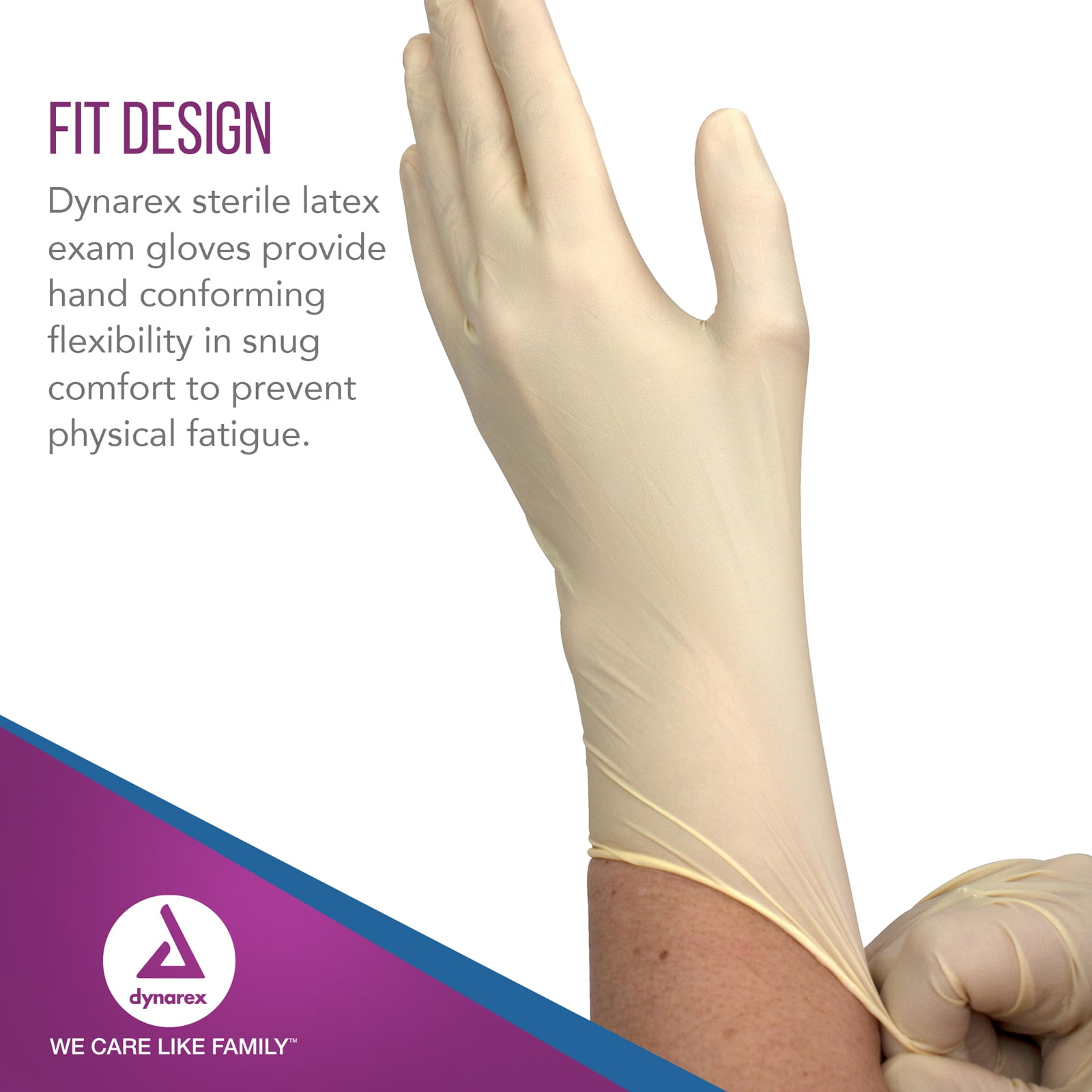 Dynarex Sterile Disposable Latex Exam Gloves, Powder-Free, Sterilely Packaged in Pairs, Professional Medical and Healthcare Use, Bisque, Medium - 1 Case, 8 Boxes of 50 Pairs