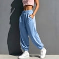 thumbnail image 4 of Fwqbns Women's Balloon Pants Casual Barrel Wide Leg Elastic Waist Baggy Sweatpants Comfy Joggers Lounge Harem Trouser Outfits with Pockets Light Blue, 4 of 9