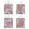 thumbnail image 2 of Uemuo Cartoon Hearts Tissue Box Cover Holder, Square with Bottom Belt - PVC Leather Decorative Organizer for Tabletop, Bathroom, Car, Office, 2 of 8