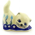 thumbnail image 3 of Polish Pottery 3¼-inch Cat Figurine (Floral Peacock Theme) Hand Painted in Boleslawiec, Poland + Certificate of Authenticity, 3 of 6