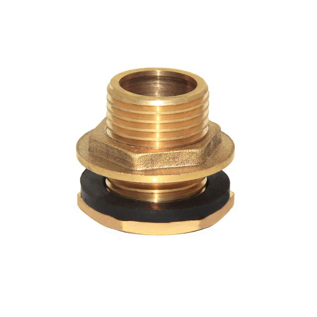 Joywayus-Conector de tanque de agua de latón sólido, conector de mamparo para tanque con anillo de goma estabilizador, 1 ", macho y No hembra, interior