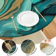 thumbnail image 4 of Teal Marble Gold Line Pattern Round Fitted Tablecloth with Elastic Edge,Dining Table Cover Waterproof,Outdoor Round Tablecloth for Camping,Dining,Indoor and Outdoor, 4 of 7