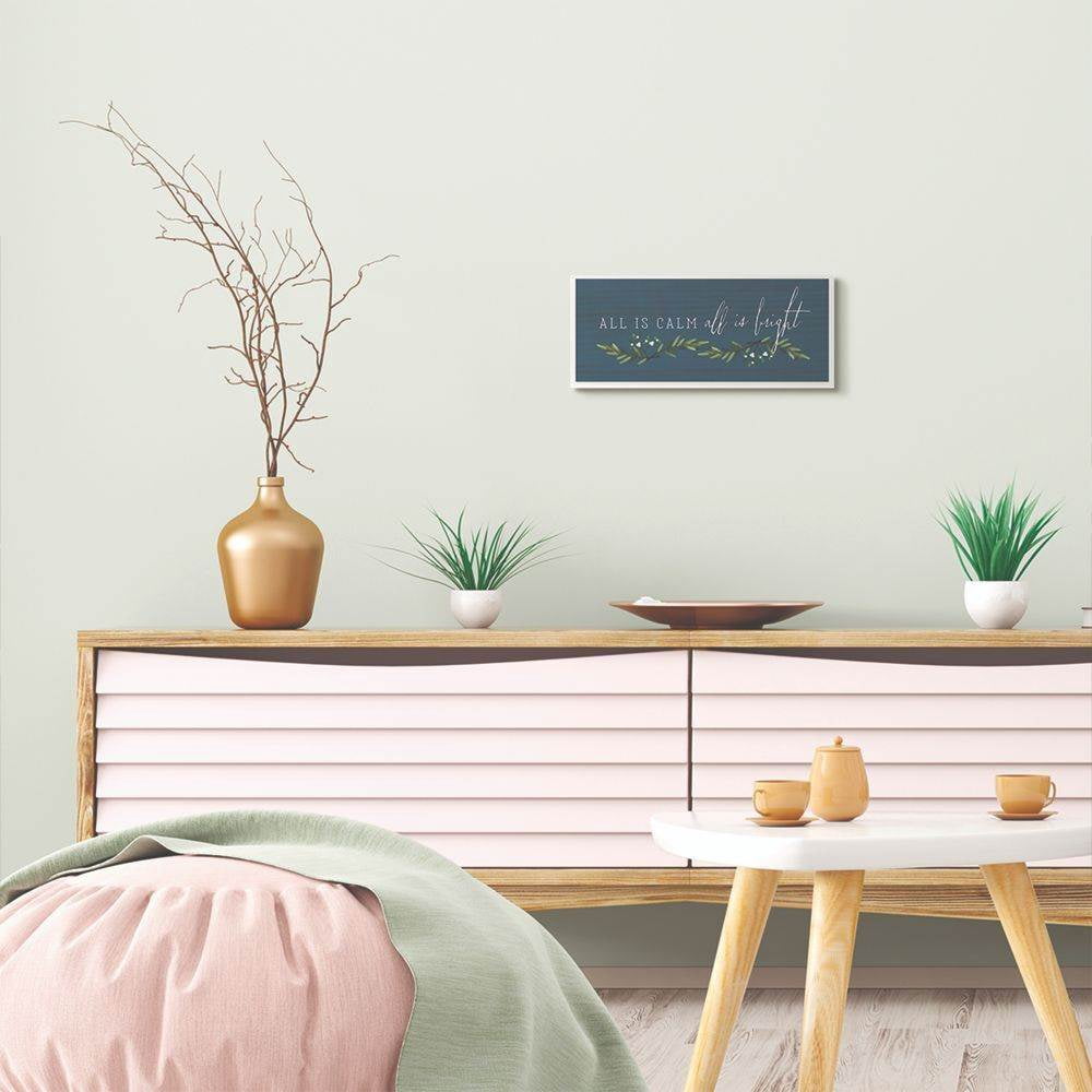 Stupell Industries All Is Calm Blue Holiday Christmas Word Design Wood Wall Art By Artist Tammy Apple