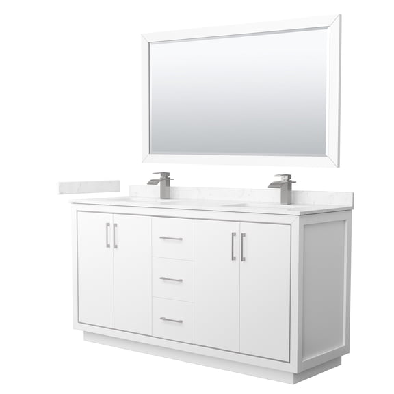 Wyndham Collection WCF111166DWHC2UNSM58 Icon 66" Free Standing Double Basin Vanity Set -