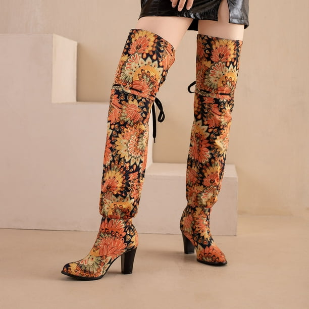 Flower knee sale high boots