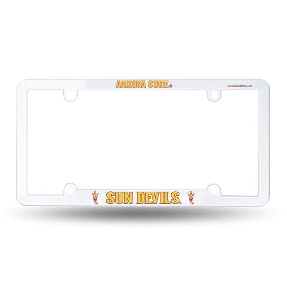 Arizona-St. Sun Devil's Raised Letter White Plastic License Plate Frame
