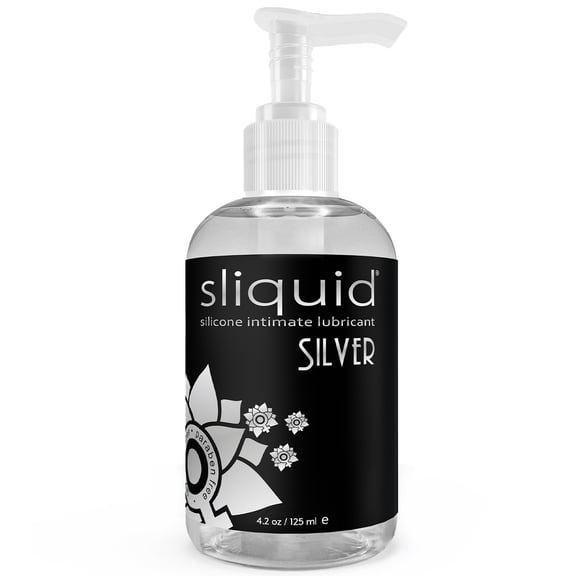 Sliquid Silver Intimate Lubricant - Silicone Lube for Women/Men/Couples, Hypoallergenic Lube, Silicone Lubricant, Waterproof, Unscented, 4.2 Fl Oz