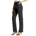 thumbnail image 2 of Nmnitkp Womens Dress Pants Straight Leg/Bootcut Stretch Work Slacks Office Business Casual Golf Pants 2 Pockets Black,L, 2 of 8