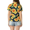 thumbnail image 4 of INSPIRE CHIC Valentine's Day Women's Shirts Hawaiian Short Sleeve Tropical Floral Button Down Tops M Sunflower, 4 of 7