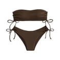 thumbnail image 3 of Minjewel Women's Strapless Bikini Top & Bottom Set Two Piece Sexy Push Up Swimsuit for Beach Photos Summer Vacation,Coffee,M, 3 of 7