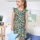 thumbnail image 4 of Fotbe Green Leopard Vestido de Dormir para Niñas de 3 a 10 Años, Mangas Cortas, Estilo Princesa, Pijama Camisón con Mangas Voladas-Medium, 4 of 6