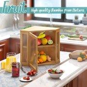 YUCHANG Corner Bread Box for Kitchen Counter, Bamboo Large Capacity Bread Storage Bin with Acrylic Door Panel