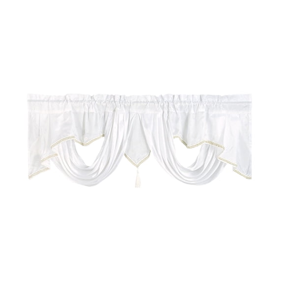 Hiroekza Valance Curtains Polyester Solid Color Through Rod Window Treatments for Kitchen Bathroom Living Room Cozy Home Decor 55 x 18 Inches White