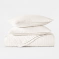 thumbnail image 4 of Lightweight Wrinkle Resistant Quilt Sets in Ivory Herringbone for King Size Bedding by Comfort Canopy, 4 of 10